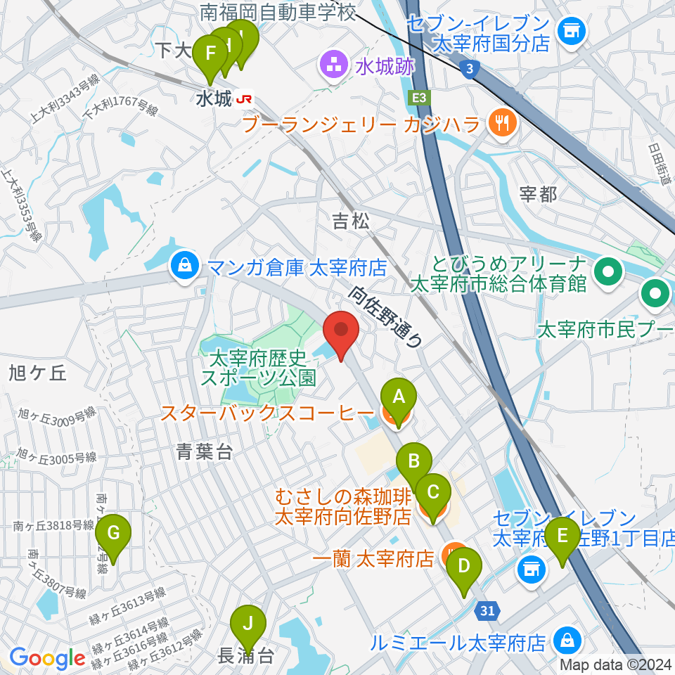 カワイ福岡周辺のカフェ一覧地図