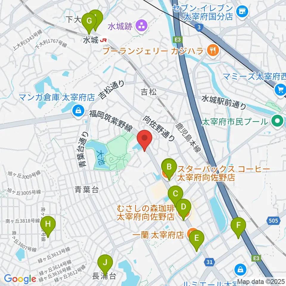 カワイ福岡周辺のカフェ一覧地図