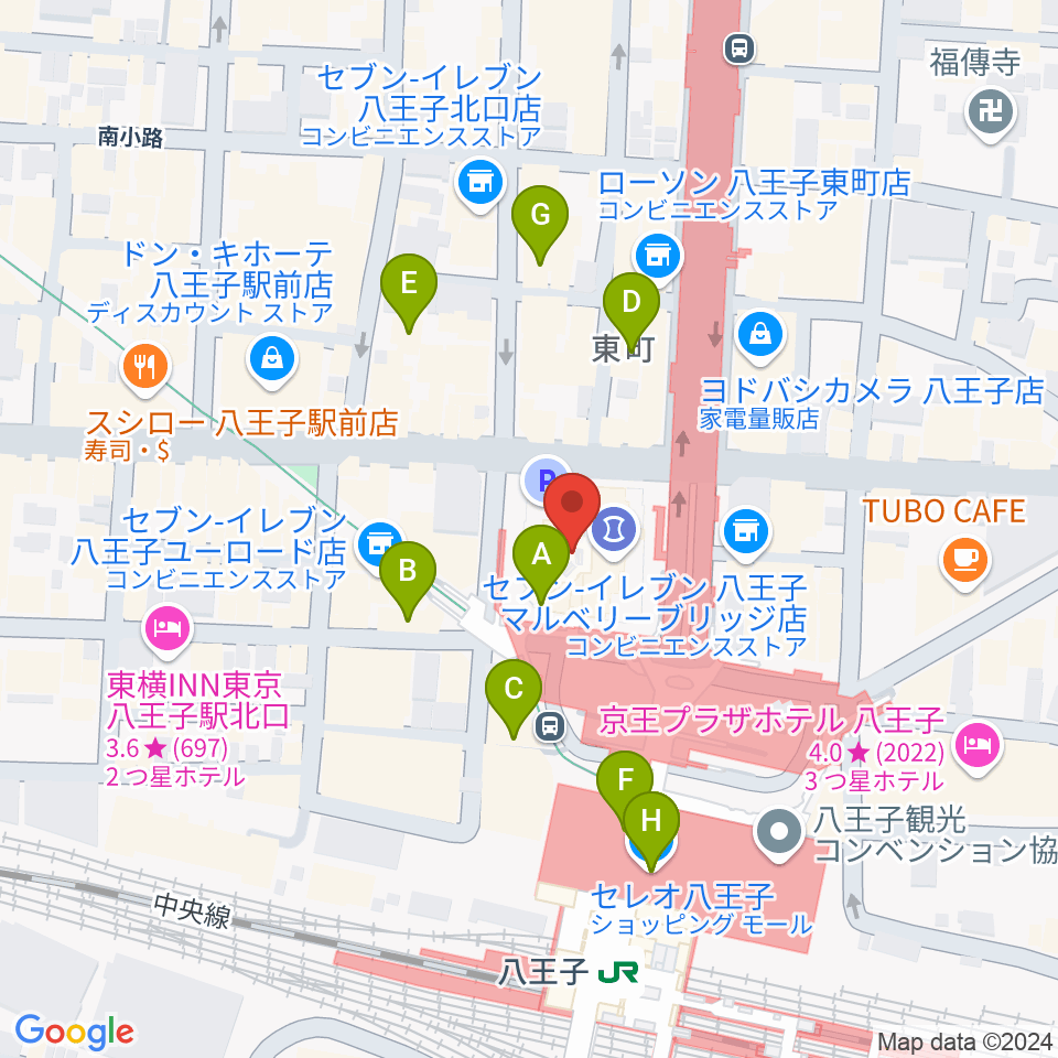 八王子市学園都市センター周辺のカフェ一覧地図