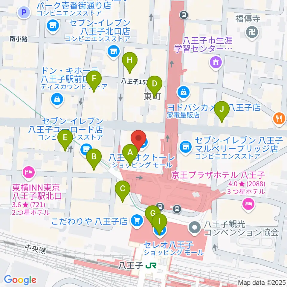 八王子市学園都市センター周辺のカフェ一覧地図