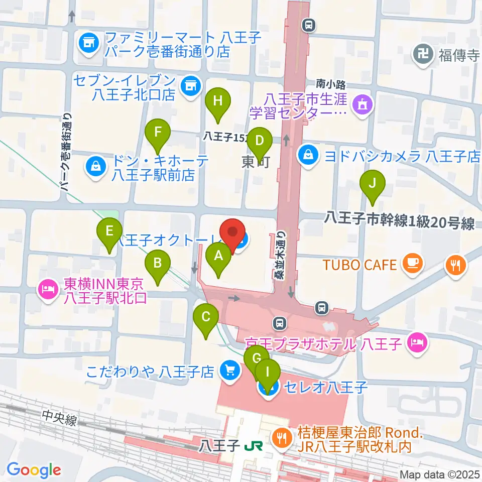 八王子市学園都市センター周辺のカフェ一覧地図