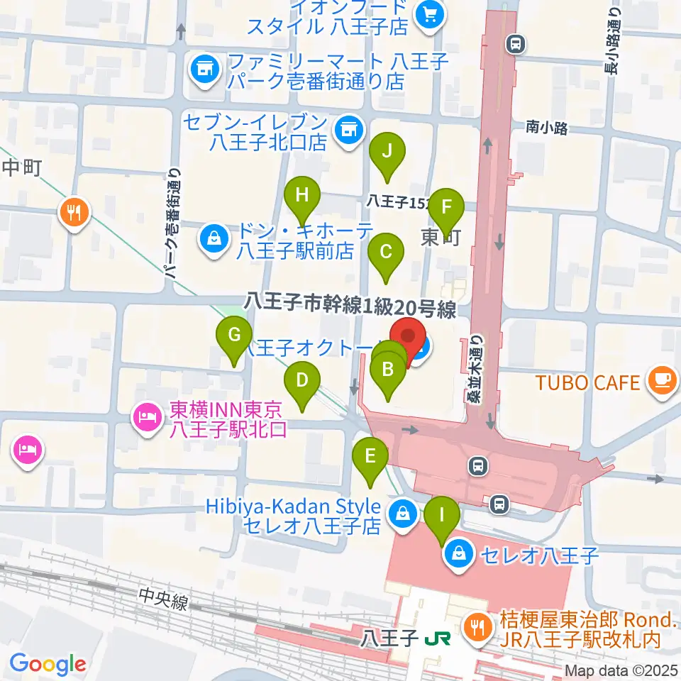 八王子市学園都市センター周辺のカフェ一覧地図