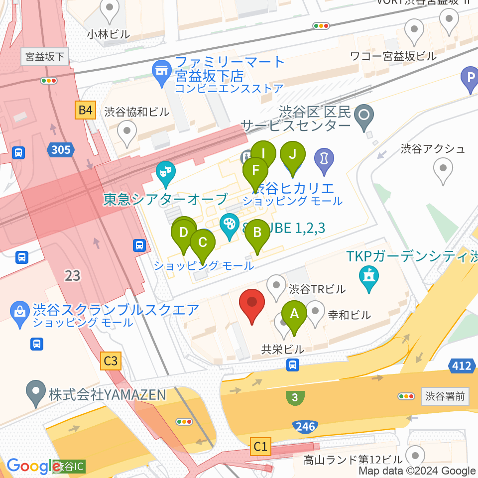 トート音楽院 渋谷周辺のカフェ一覧地図