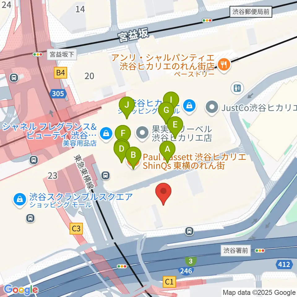 トート音楽院 渋谷校周辺のカフェ一覧地図