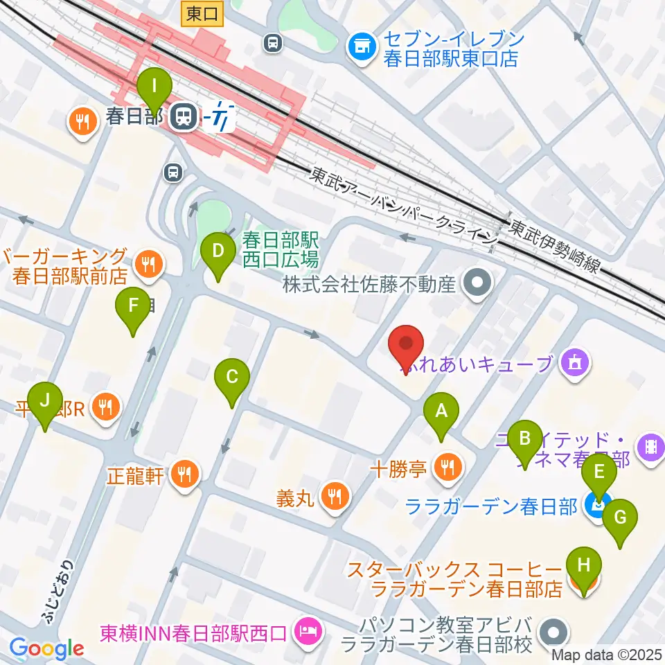 昭和楽器 春日部店周辺のカフェ一覧地図