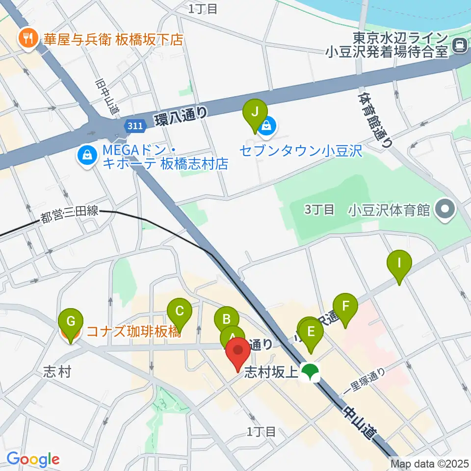 板橋ミュージックセンター周辺のカフェ一覧地図