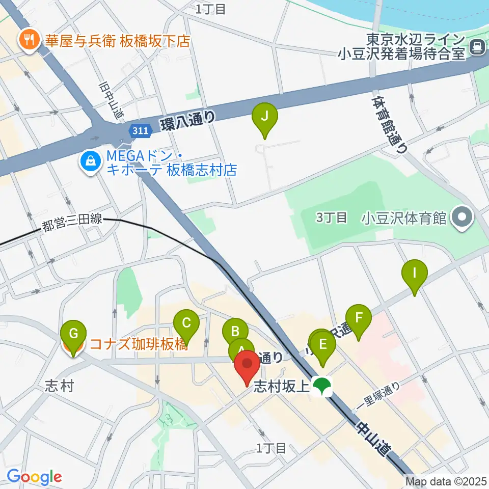 板橋ミュージックセンター周辺のカフェ一覧地図