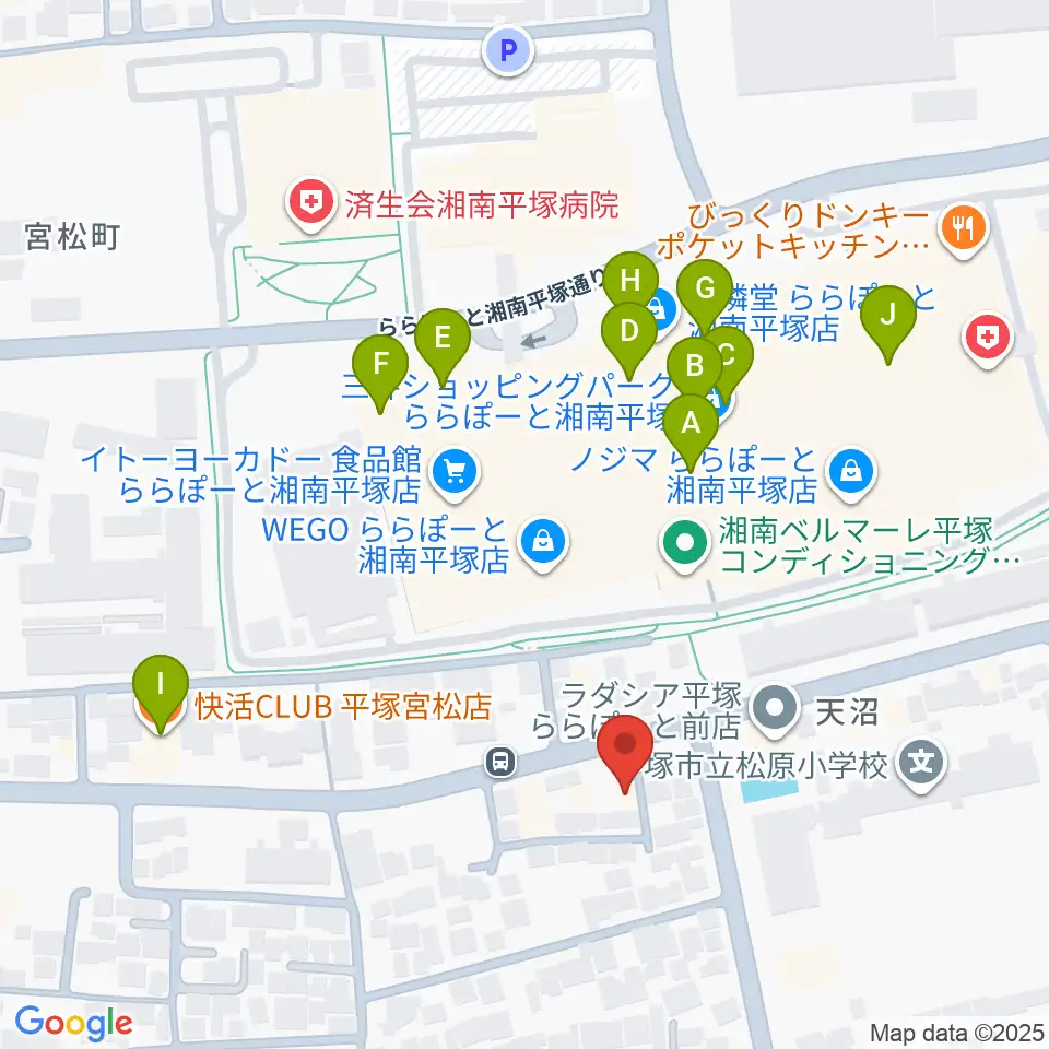 ヨネザワ楽器周辺のカフェ一覧地図