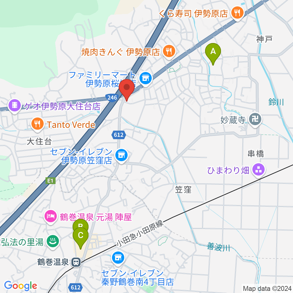 パル音楽産業周辺のカフェ一覧地図