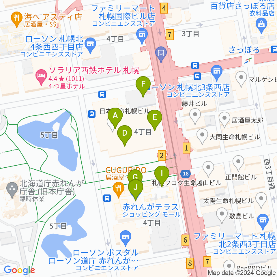 島村楽器 札幌クラシック店周辺のカフェ一覧地図