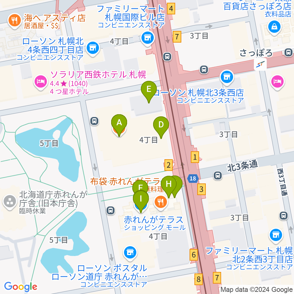 島村楽器 札幌クラシック店周辺のカフェ一覧地図