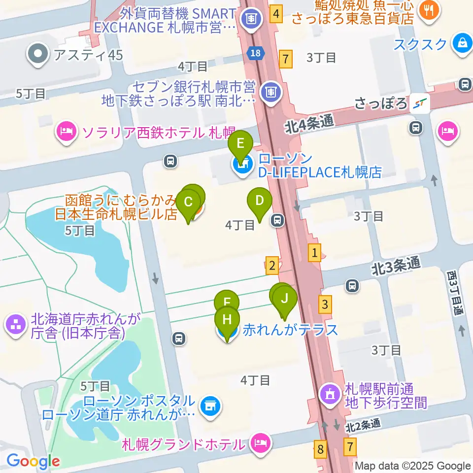 島村楽器 札幌クラシック店周辺のカフェ一覧地図
