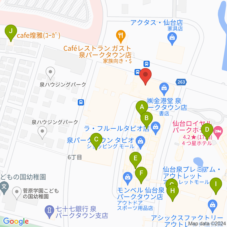 島村楽器 仙台泉パークタウンタピオ店周辺のカフェ一覧地図