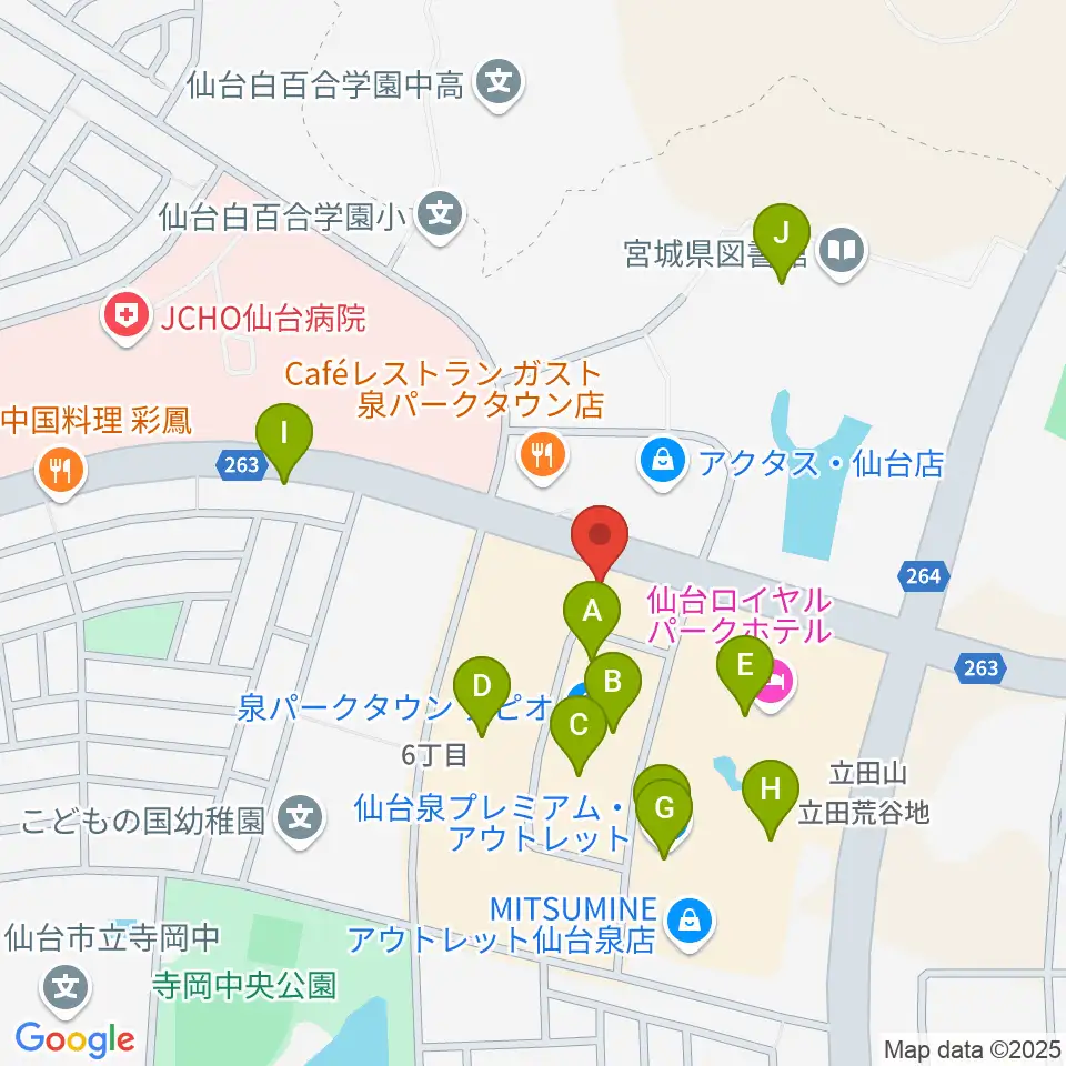島村楽器 仙台泉パークタウンタピオ店周辺のカフェ一覧地図