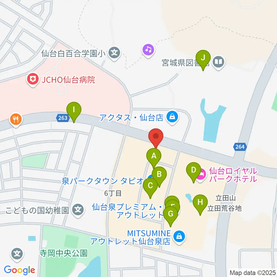 島村楽器 仙台泉パークタウンタピオ店周辺のカフェ一覧地図