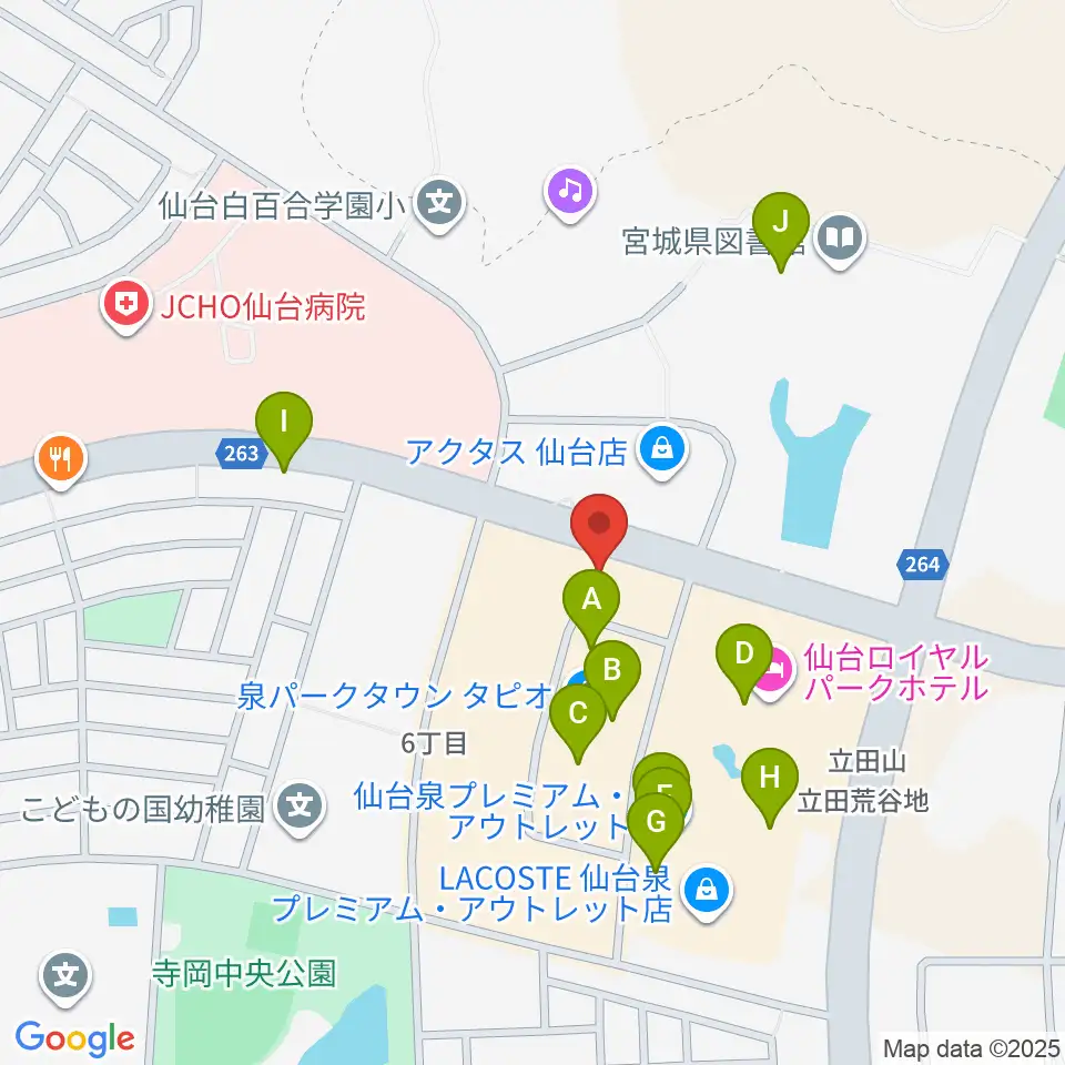 島村楽器 仙台泉パークタウンタピオ店周辺のカフェ一覧地図