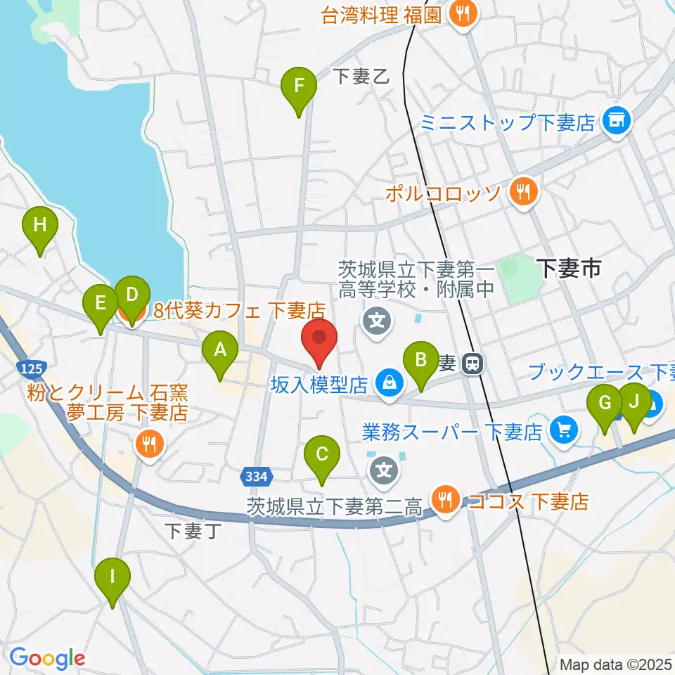 コンドー楽器 下妻店周辺のカフェ一覧地図