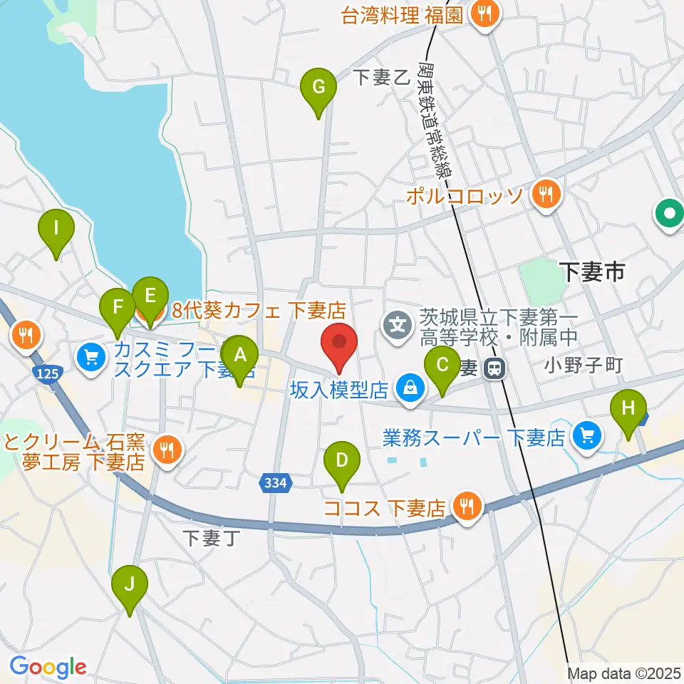 コンドー楽器 下妻店周辺のカフェ一覧地図