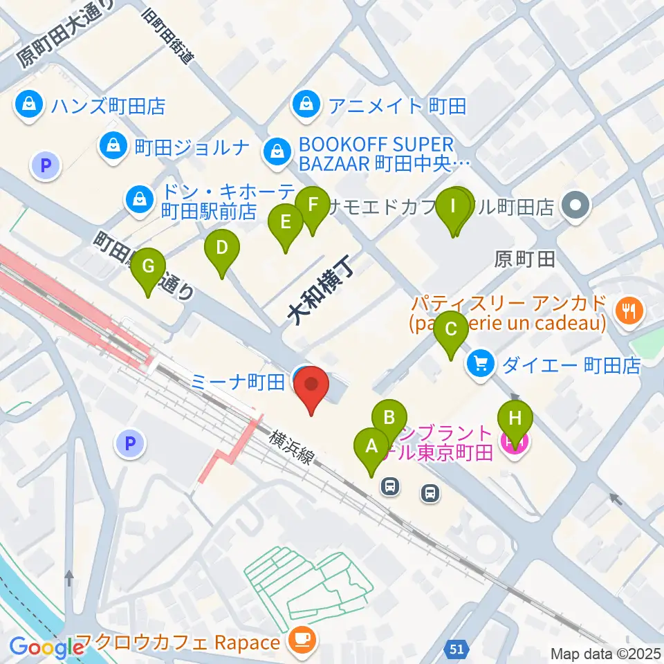 島村楽器 ミーナ町田店周辺のカフェ一覧地図
