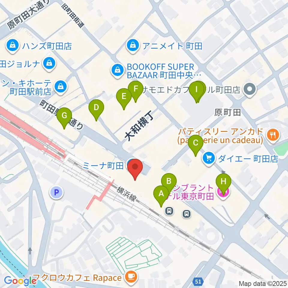 島村楽器 ミーナ町田店周辺のカフェ一覧地図
