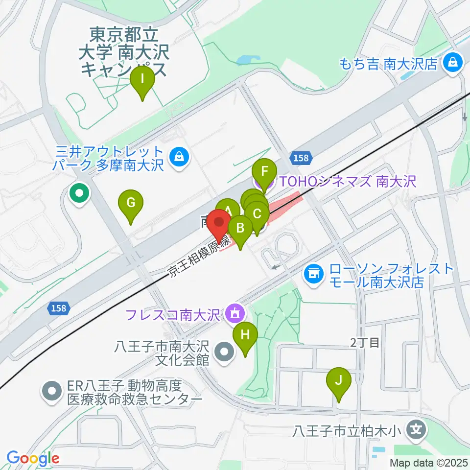 島村楽器 フレンテ南大沢店周辺のカフェ一覧地図
