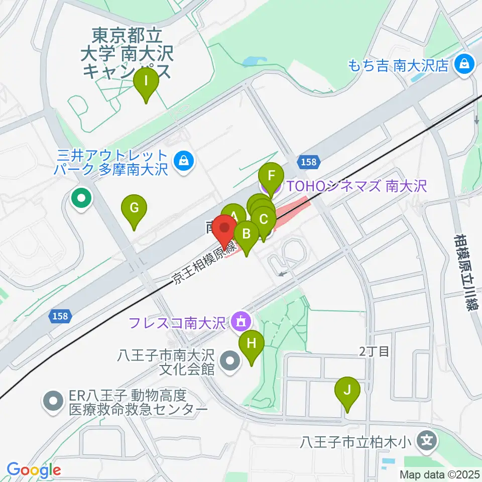 島村楽器 フレンテ南大沢店周辺のカフェ一覧地図