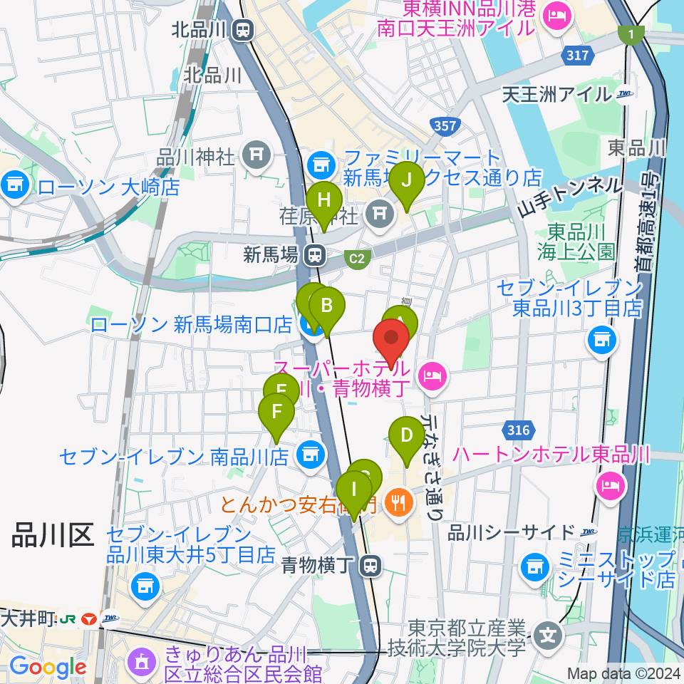 南品川TMスタジオ周辺のカフェ一覧地図