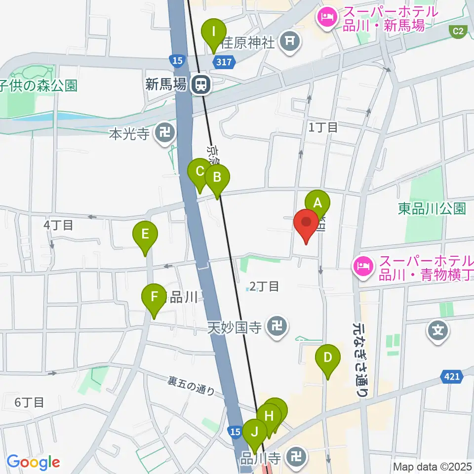 南品川TMスタジオ周辺のカフェ一覧地図