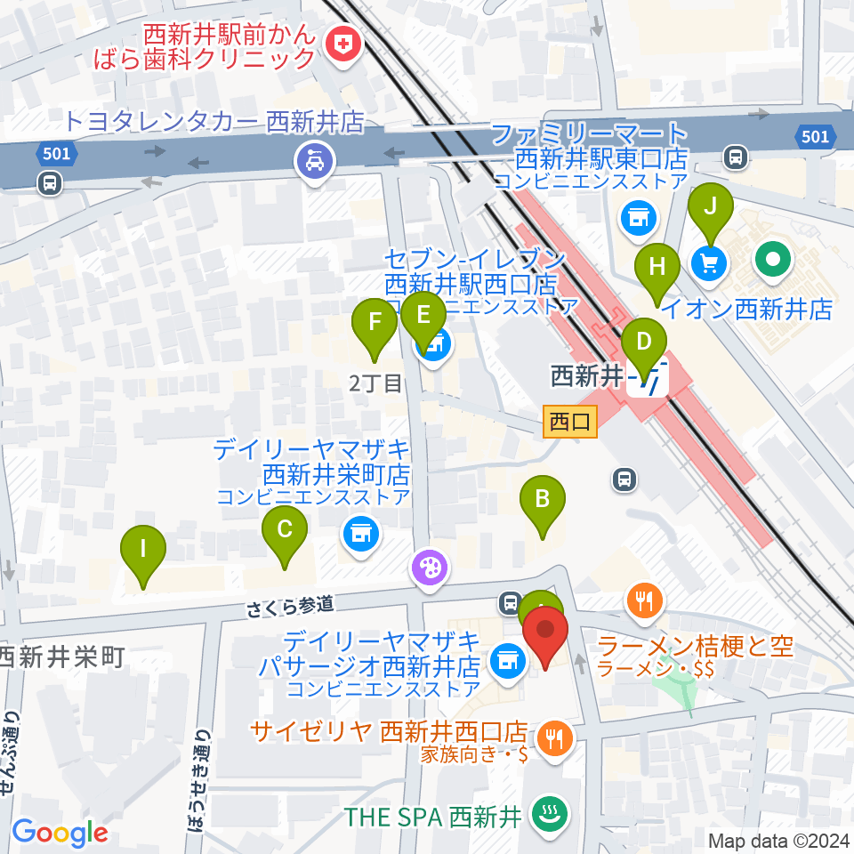 島村楽器 パサージオ西新井店周辺のカフェ一覧地図