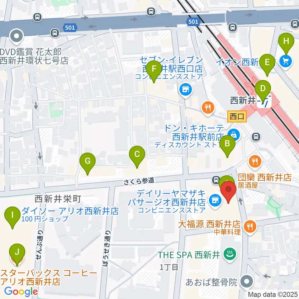 島村楽器 パサージオ西新井店周辺のカフェ一覧地図