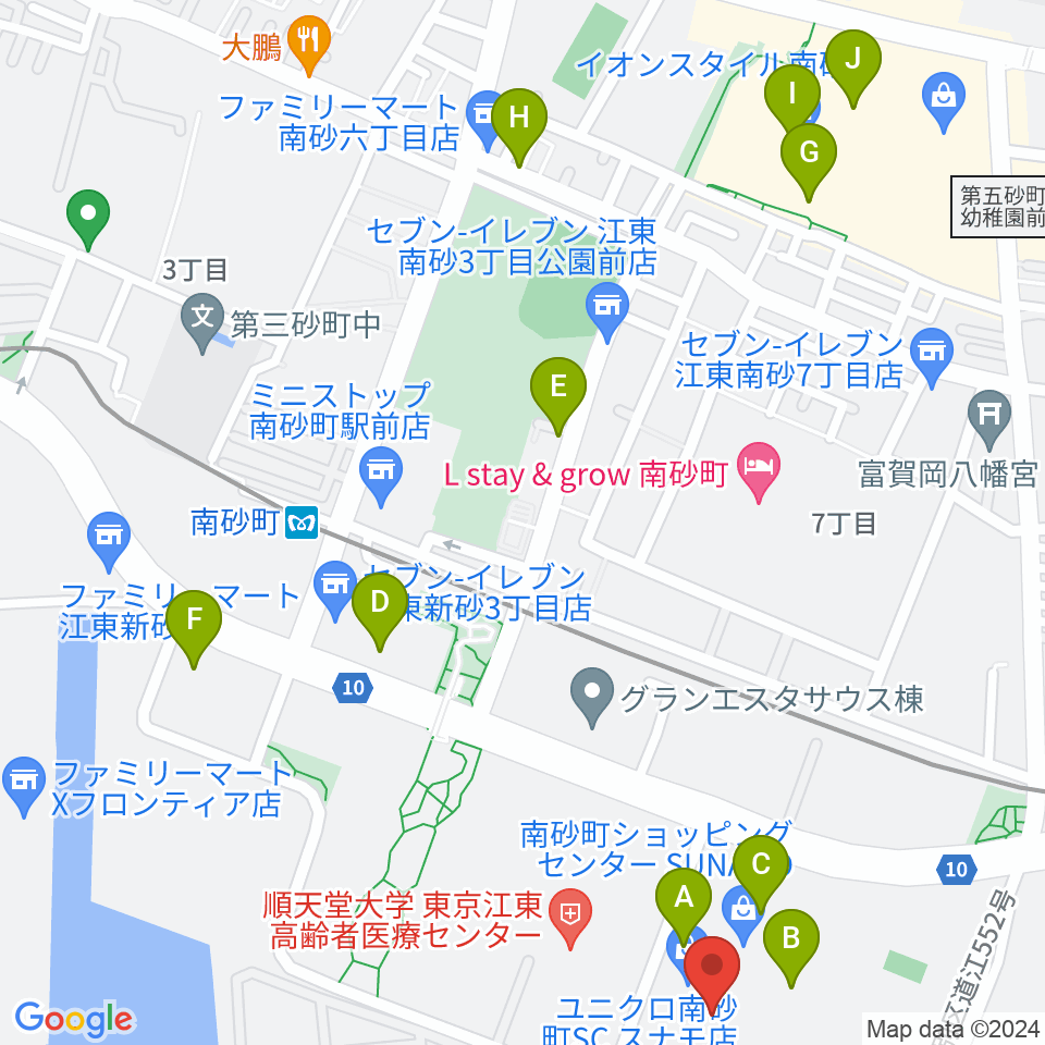 島村楽器 南砂町スナモ店周辺のカフェ一覧地図