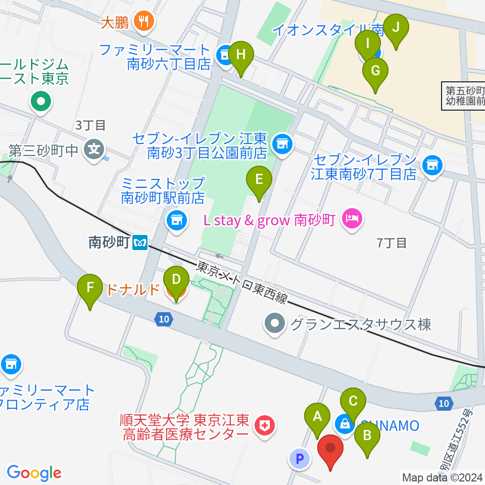 島村楽器 南砂町スナモ店周辺のカフェ一覧地図