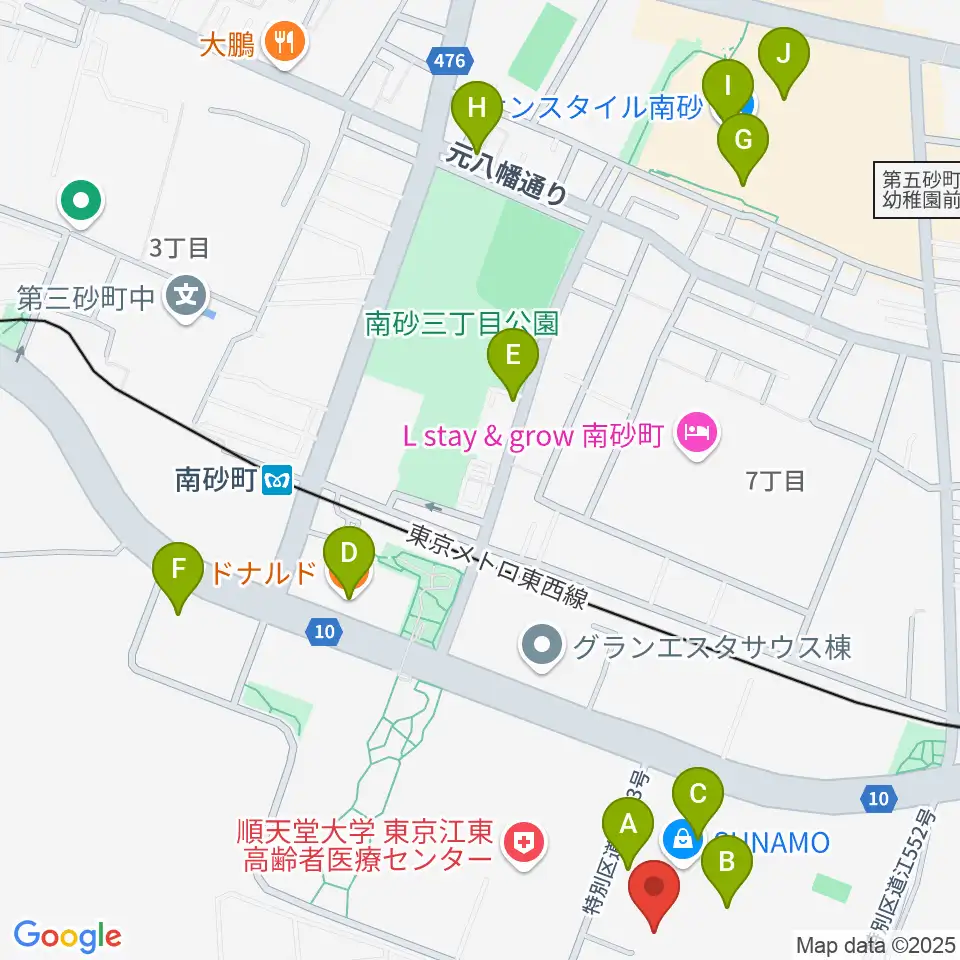 島村楽器 南砂町スナモ店周辺のカフェ一覧地図