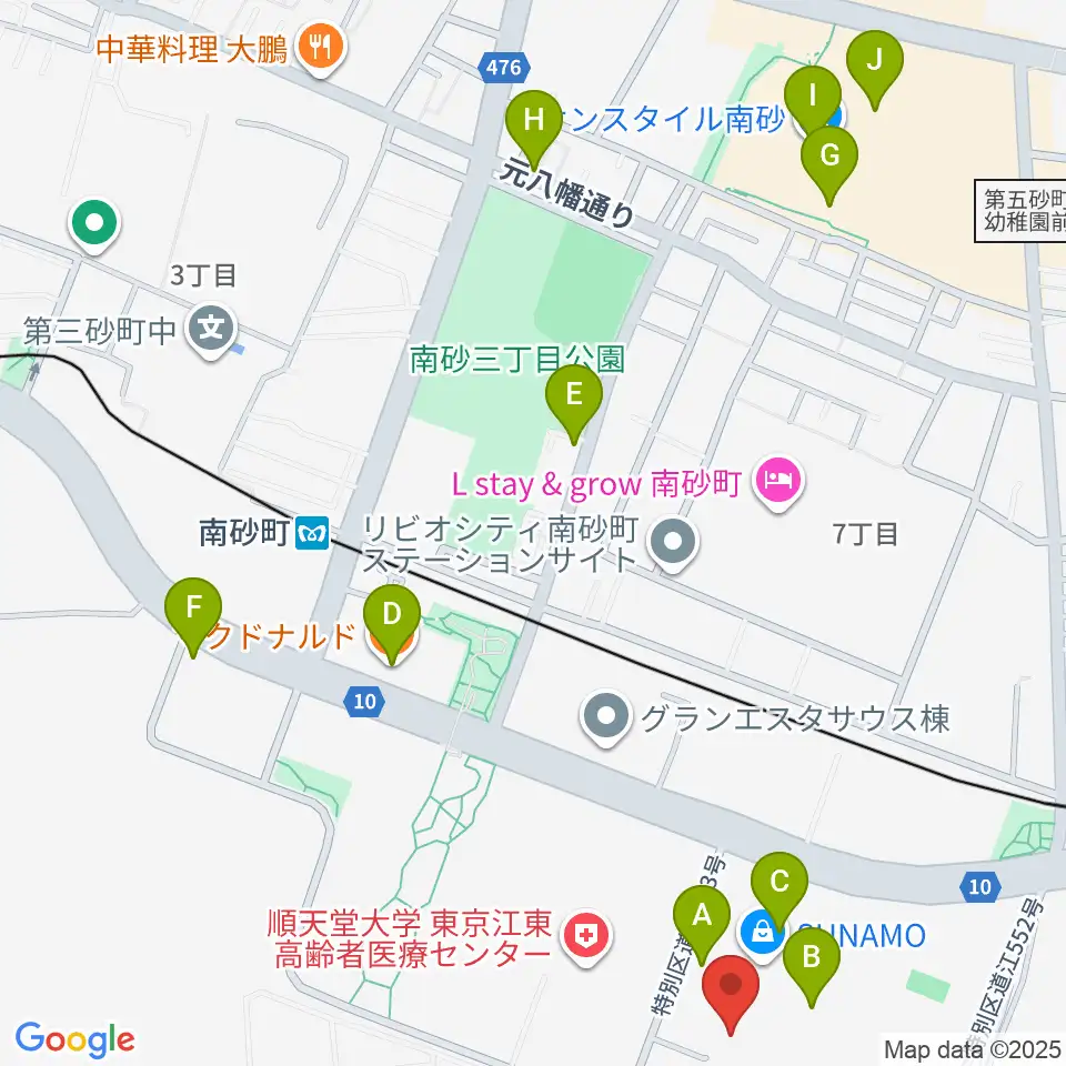 島村楽器 南砂町スナモ店周辺のカフェ一覧地図