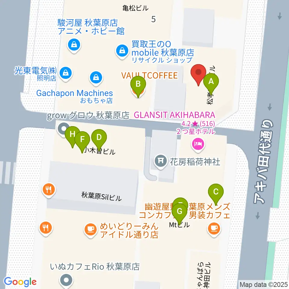 シマムラストリングス秋葉原周辺のカフェ一覧地図