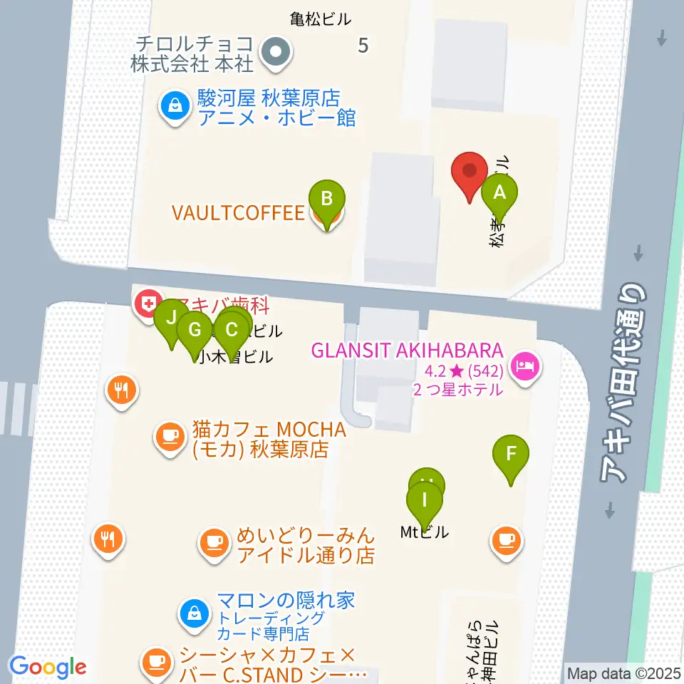 シマムラストリングス秋葉原周辺のカフェ一覧地図