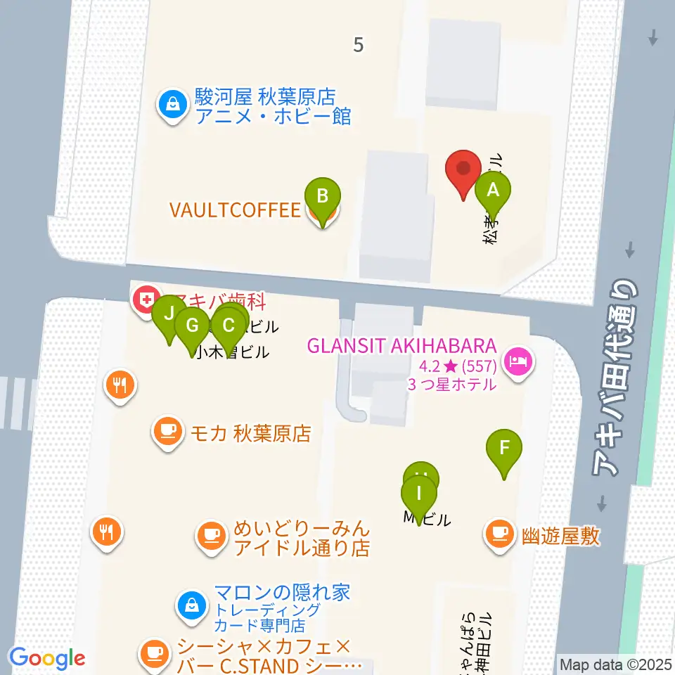 シマムラストリングス秋葉原周辺のカフェ一覧地図