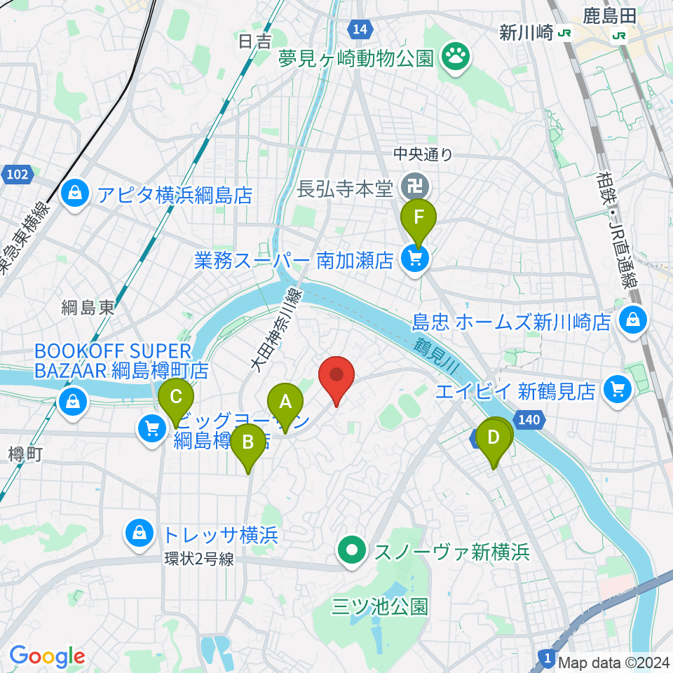 アオバ楽器 フレンド教室周辺のカフェ一覧地図