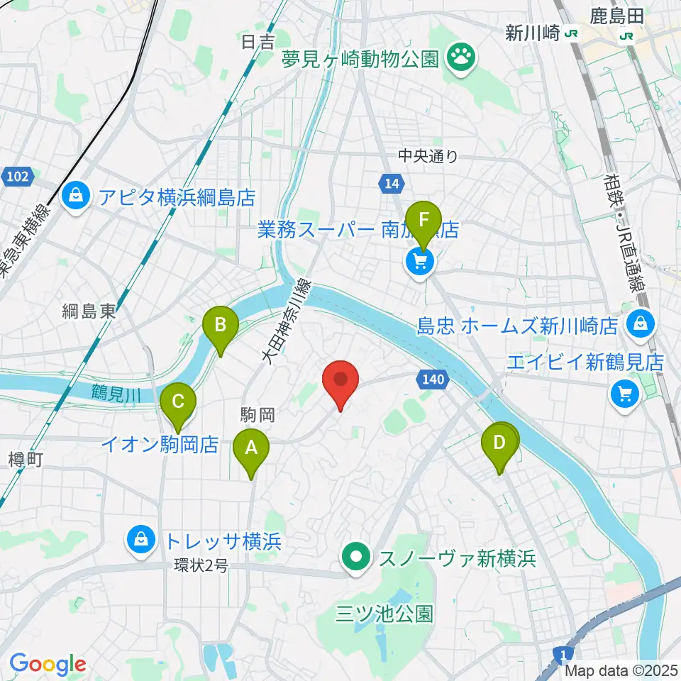 アオバ楽器 フレンド教室周辺のカフェ一覧地図