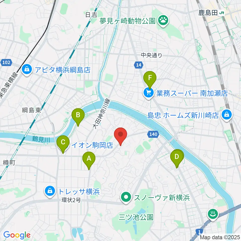 アオバ楽器 フレンド教室周辺のカフェ一覧地図