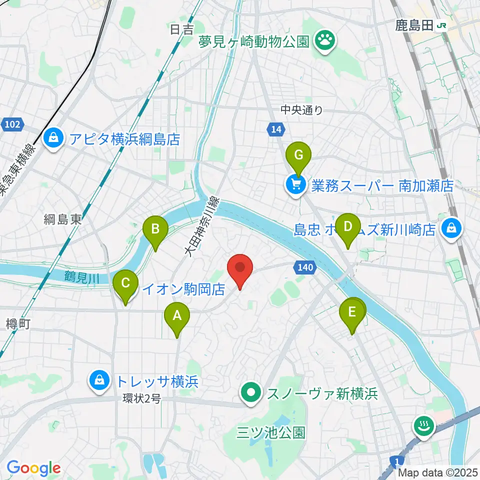 アオバ楽器 フレンド教室周辺のカフェ一覧地図