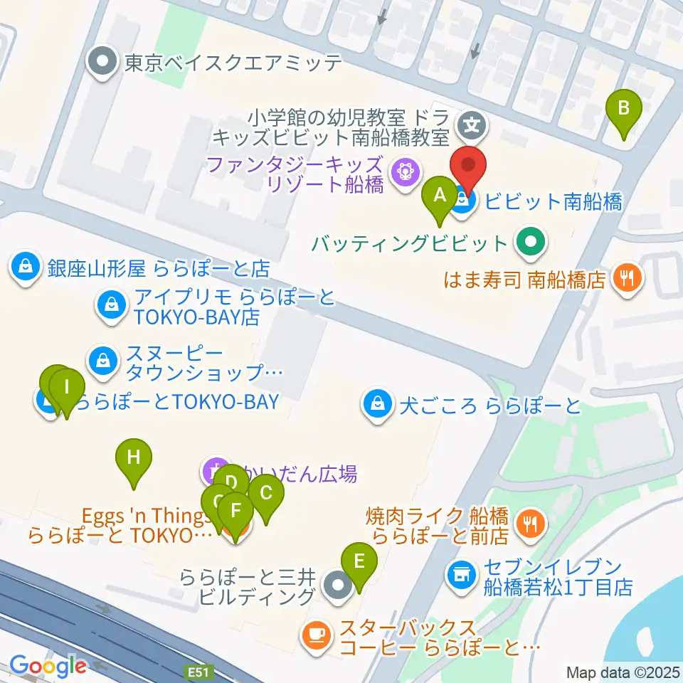 島村楽器 ビビット南船橋店周辺のカフェ一覧地図