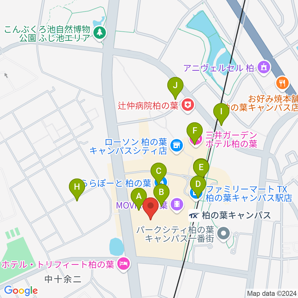 島村楽器 ららぽーと柏の葉店周辺のカフェ一覧地図