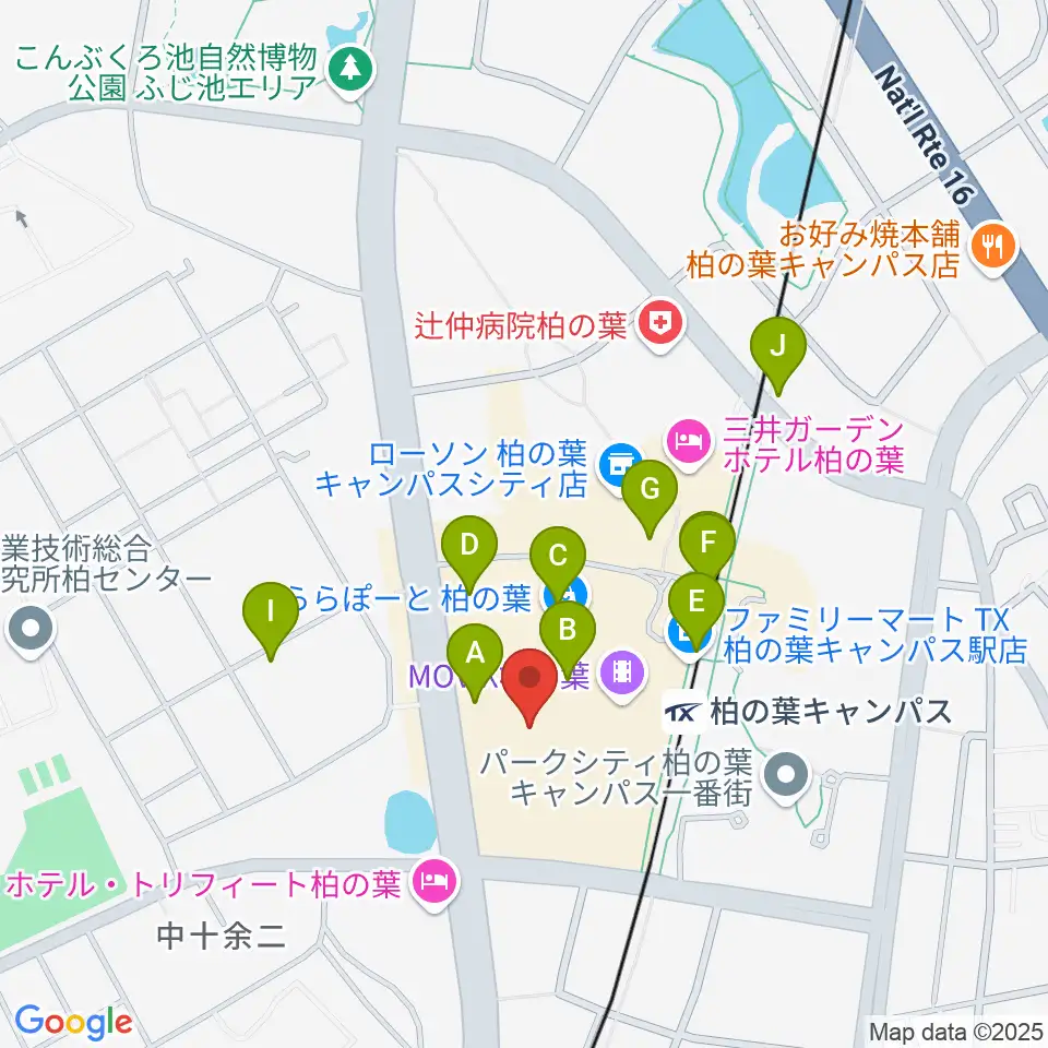 島村楽器 ららぽーと柏の葉店周辺のカフェ一覧地図