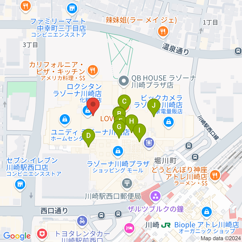 島村楽器 ラゾーナ川崎店周辺のカフェ一覧地図