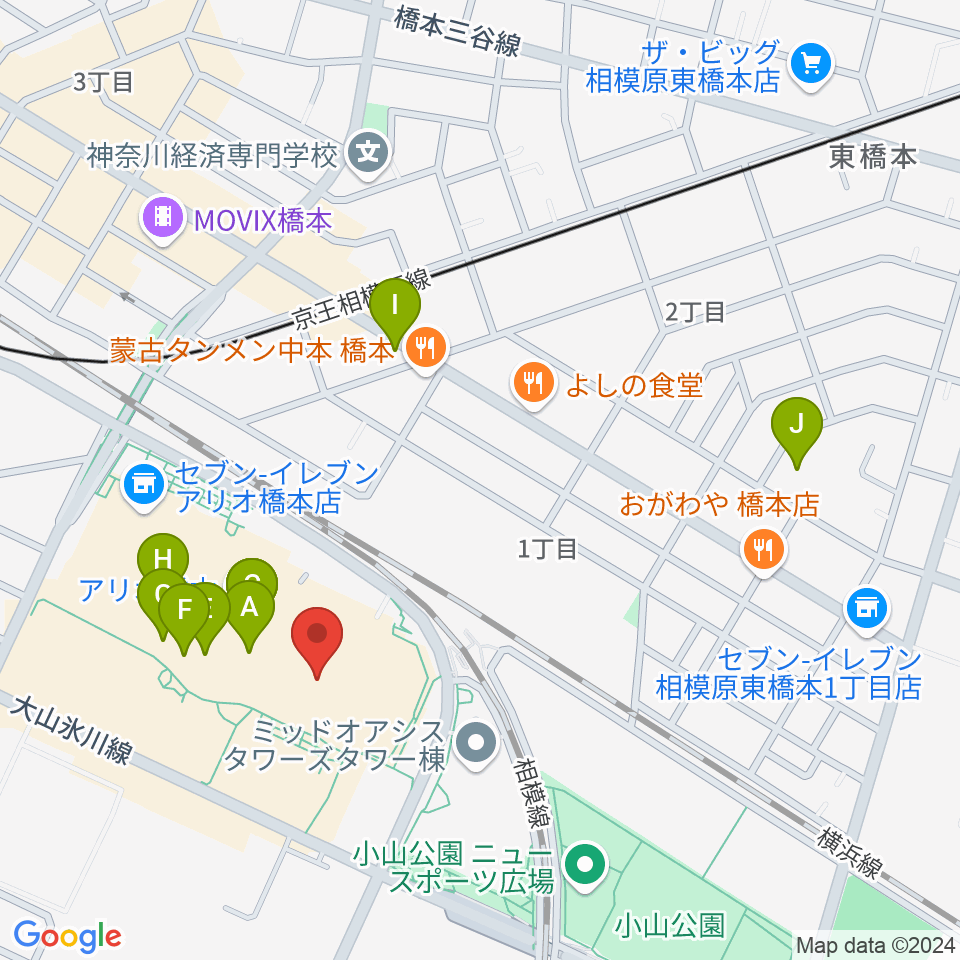 島村楽器 アリオ橋本店周辺のカフェ一覧地図