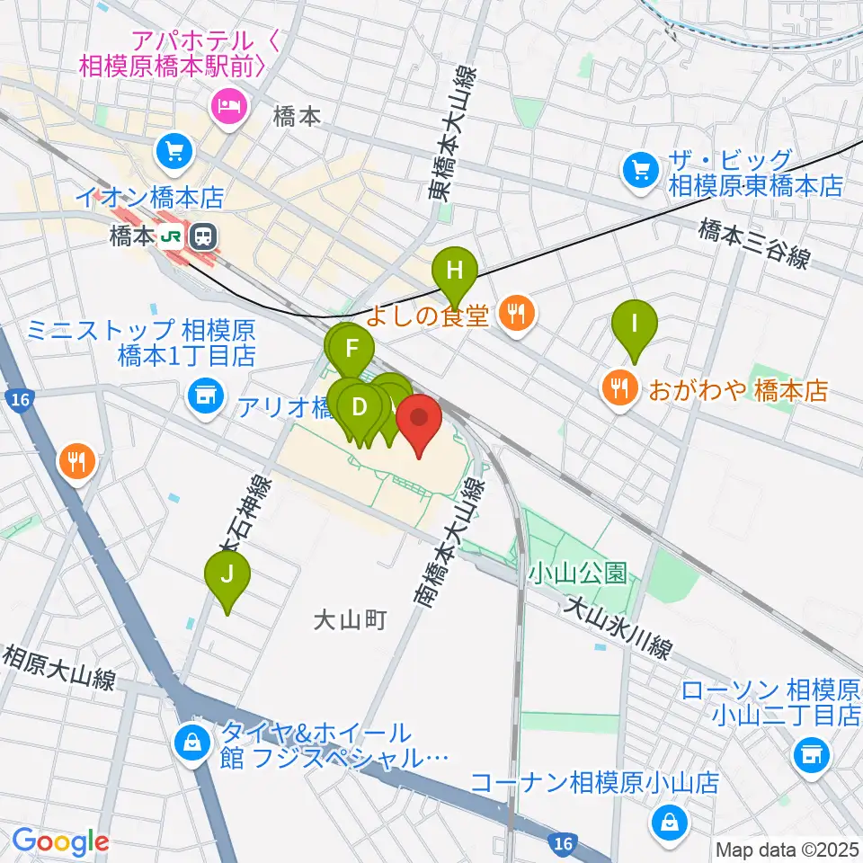 島村楽器 アリオ橋本店周辺のカフェ一覧地図