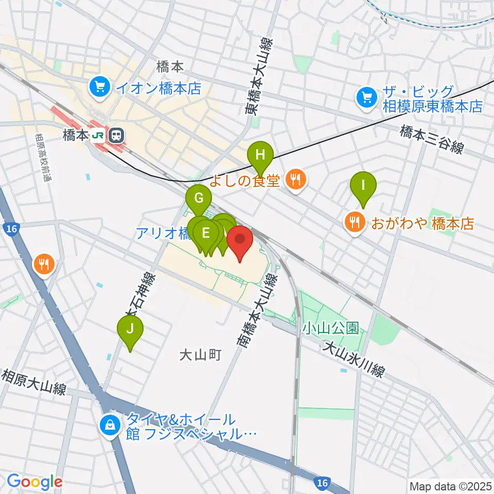 島村楽器 アリオ橋本店周辺のカフェ一覧地図