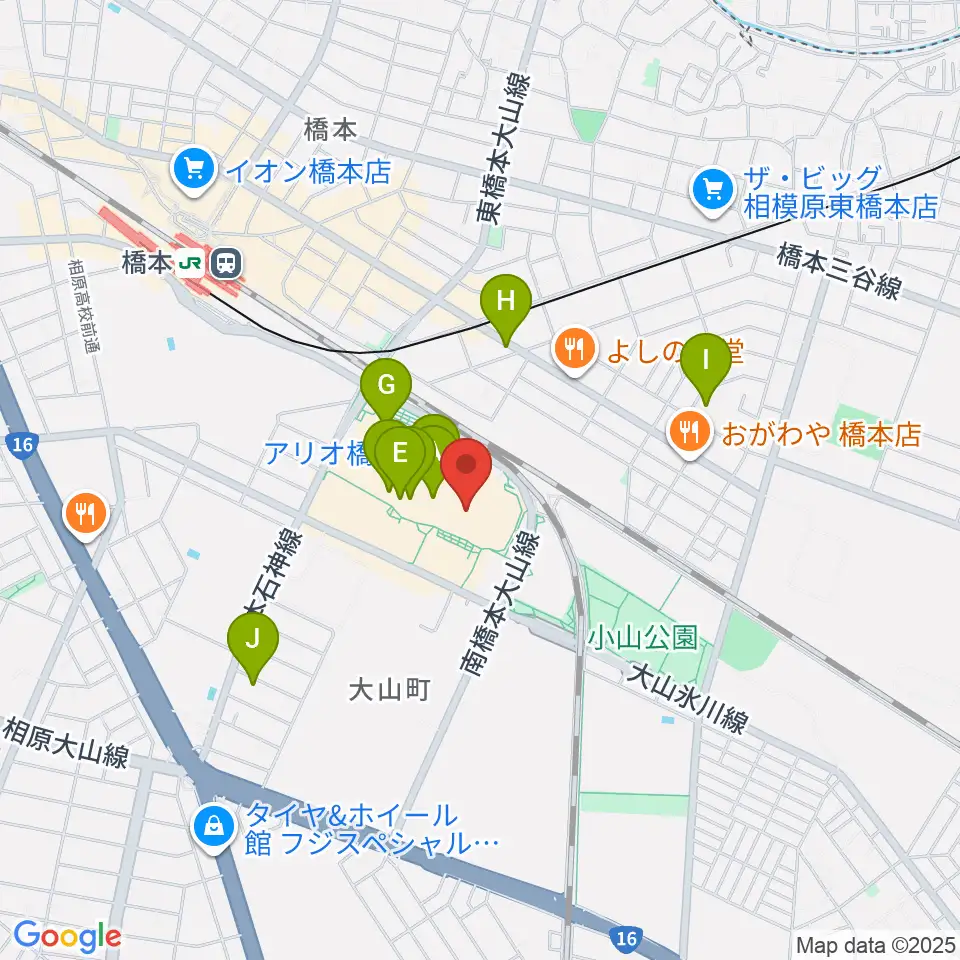 島村楽器 アリオ橋本店周辺のカフェ一覧地図