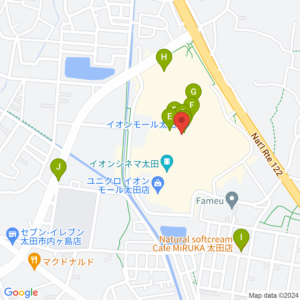 島村楽器 イオンモール太田店周辺のカフェ一覧地図